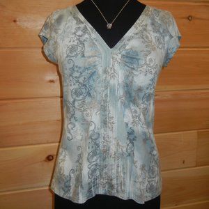 Axcess Top Washed-out Blue Green V-neck Size M